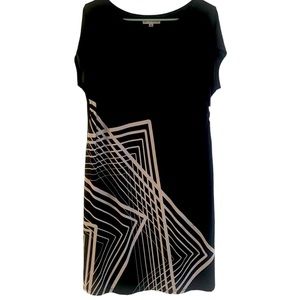 Sandra Darren Dress Black White Geometric Print Size 16